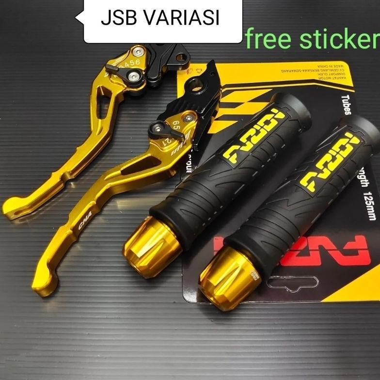 [ Paket 3in1 ] Handgrip Fuzion + Jalu Stang Cnc + Handle Stelan Cnc Mio, Vario, Beat, RX King, Vixio