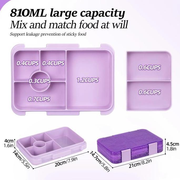 Kotak Makan Bento Glitter Shimmer/Bento Lunch Box Ukuran Besar Mewah