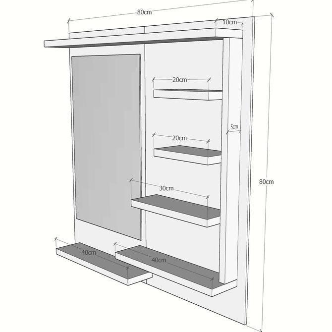 Meja Rias Minimalis Gantung Rak Dinding cermin Rak Kosmetik Murah Kayu Furniture GAN