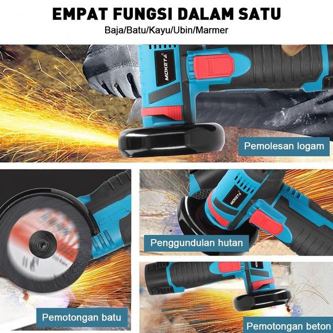 Supertool- Mesin Pemotong Penggiling Sudut Mini Baterai Litium Penggiling Tangan Elektrik Tanpa Sika