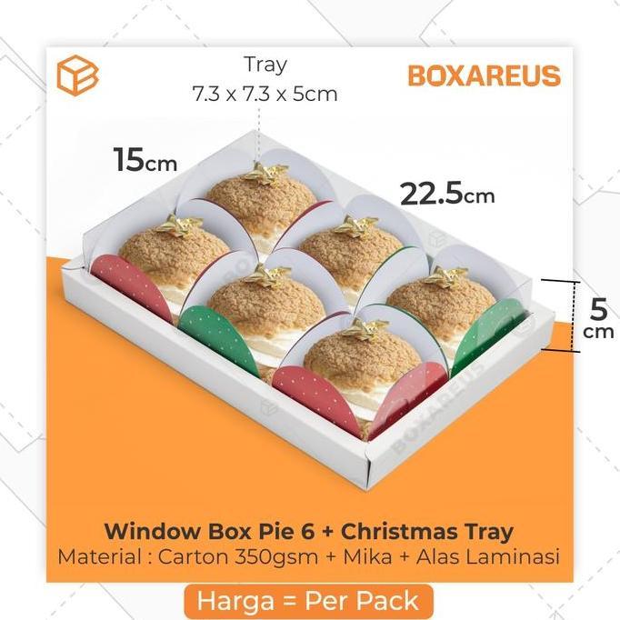 Barunih- Box Natal Pie Packaging Mika Sekat 6 Dus Kue Christmas Tart Packaging | Wb Pie 6