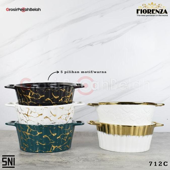 Instancodbisa- Fiorenza - Prasmanan Keramik Bulat Set Wadah Saji & Panci Penghangat Makanan | Motif 