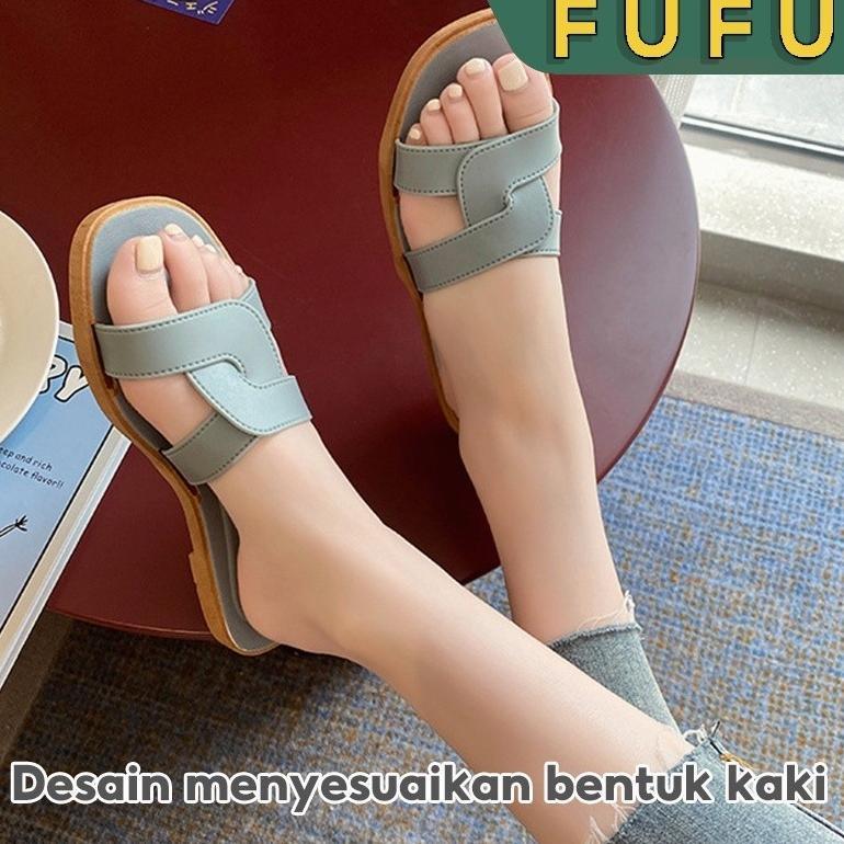 MURAH FUFU sendal slop/sandal rumah / sandal wedges baru /Sandal Wanita /Fashion Korea Import Real P