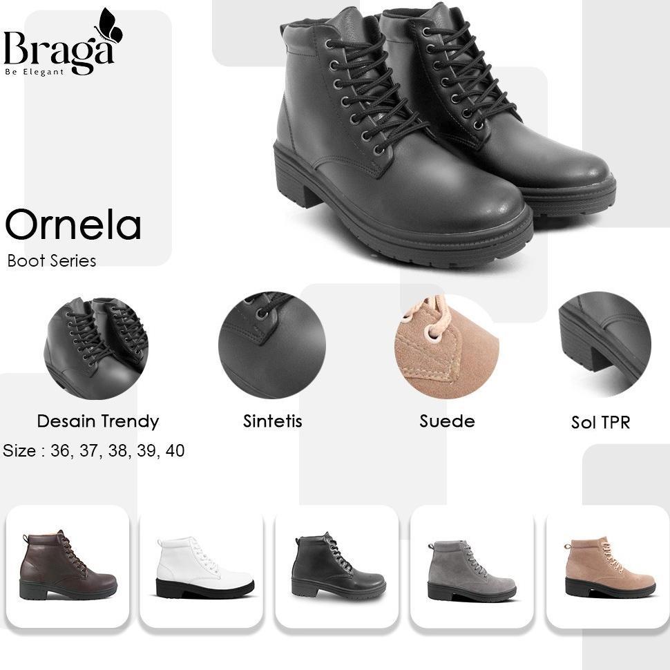 BESTPROMO Braga Ornela B 2871- Sepatu Docmart Boots Fashion Wanita Casual Kuliah Kerja Hangout Hak