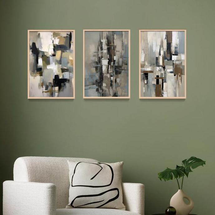 TERMURAH - Lukisan Print Design Abstrak Dekorasi Kamar Rumah Kost Hotel Vila