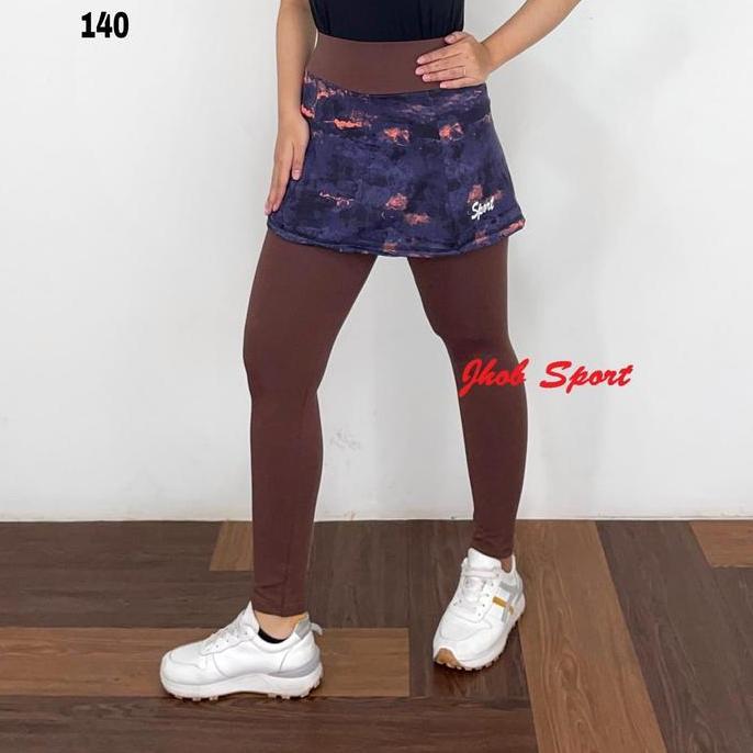 DE85 - 140 Legging Rok Panjang Motif/Legging Senam Muslimah/Celana Senam Wanita Muslimah