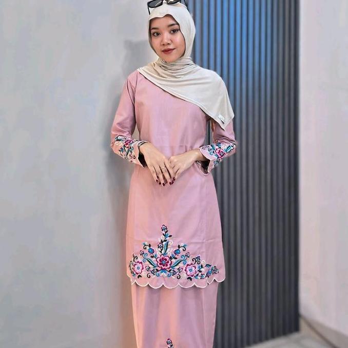 DS64 - One Set Kalisa Baju Kurung Melayu Bordir Katun Toyobo Fashion Muslim Wanita Stelan Kurung Mel