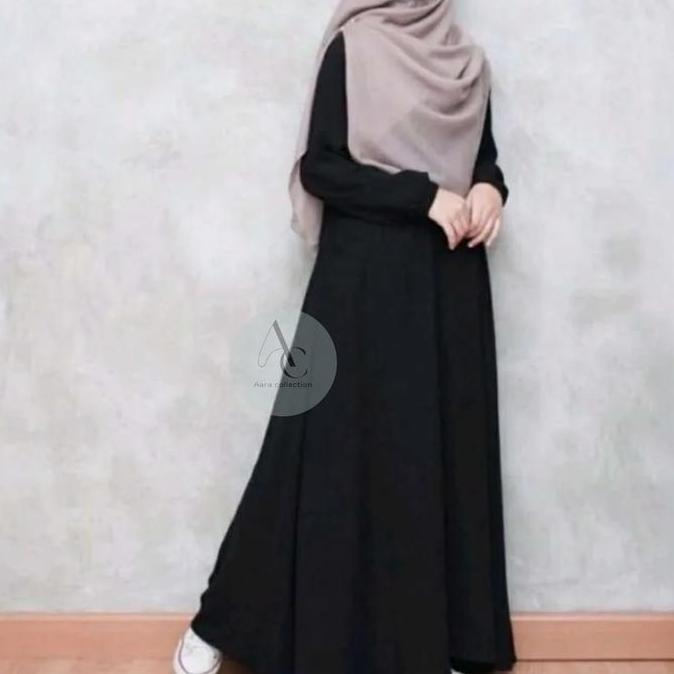 DR234 - Gamis Abaya Polos Mewah Lengan Karet Wolpis premium Lembut Wanita remaja aesthetic simple Wo