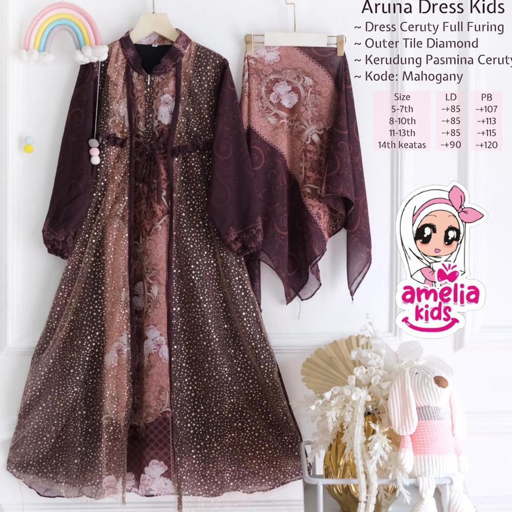 BEST SELLER [[ NEW ARRIVAL ]] ZEFANYA TIVANIA ARUNA SET KIDS SETELAN GAMIS LEBARAN ANAK MODEL TERBAR