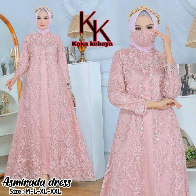 DV2 >> GAMIS ASMIRALDA DRESS PAYET MEWAH/ GAMIS REGINA2 BRUKAT TILLE/ GAMIS DEWASA Bunga Cantik Musl