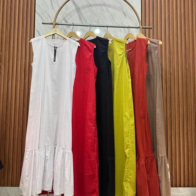 DI49 - inner manset katun poplin Dress Panjang Casual Wanita Gamis