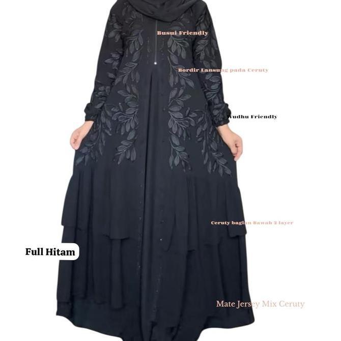 Instancodbisa- Gamis Abaya Arab Adiba Busui Hitam Polos Mewah Dan Elegan - Muslim Wanita Dress Hitam
