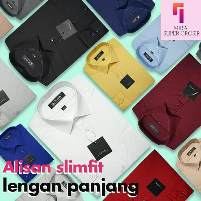 READY ALISAN Kemeja Pria SLIM FIT Lengan Panjang Original Polos Baju Atasan Kerja Cowo Alisan Formal