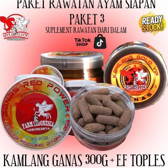 Paket Ganas Gold VIP + Extra Fooding Ganas Red Power suplemen rawatan ayam siapan