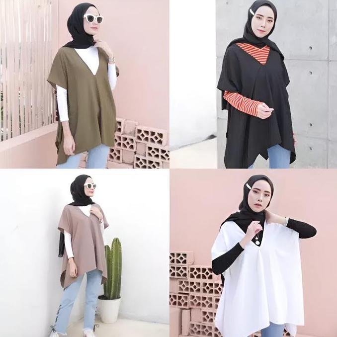 Atasan Blouse Kaftan Polos Wanita Terbaru Kaftan Pendek Termurah Free Belt Fit Muslim NS