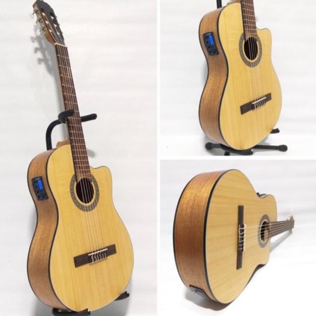 Gitar akustik klasik nylon elektrik COWBOY CGC 100 NA NS ORIGINAL Tuner