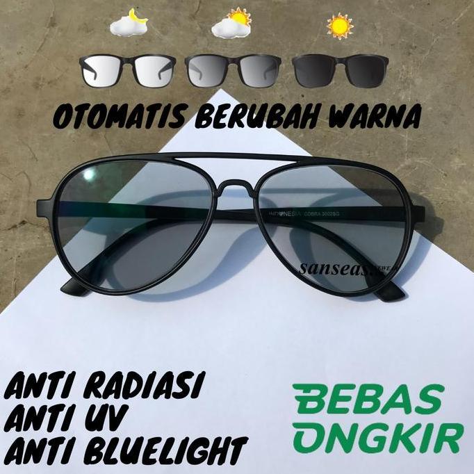 Kacamata Aviator Model Pilot Lensa Photocromic Otomatis Berubah Warna