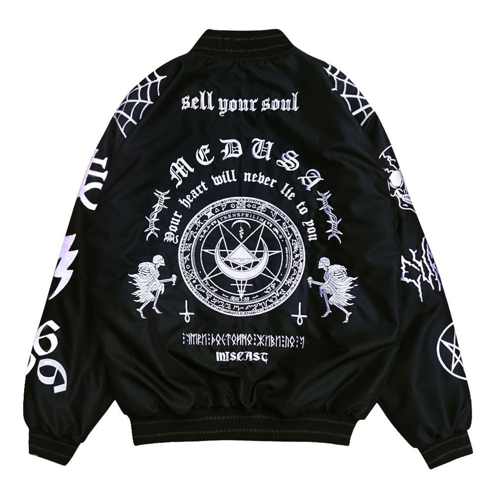 PREMIUM Miscast Varsity Jaket Vintage Medusa Hitam