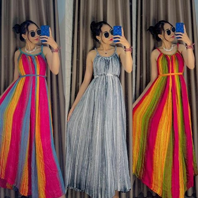 HOKI - RAINBOW LOBEK LONGDRESS JUMBO TALI - Gaun Malam dan bisa pakai Pesta - Dress Jumbo Panjang Wa