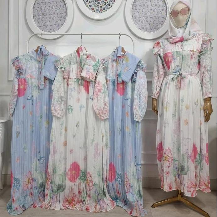 Hokywoi- Alzifa Gamis Set Hijab Raya Motif Meijiwang