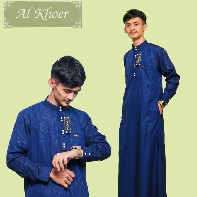 DB74 >> alkhoer jubah madinah gamis bahan embos kancing kotak impor jubah peria dewasa termurah 2023