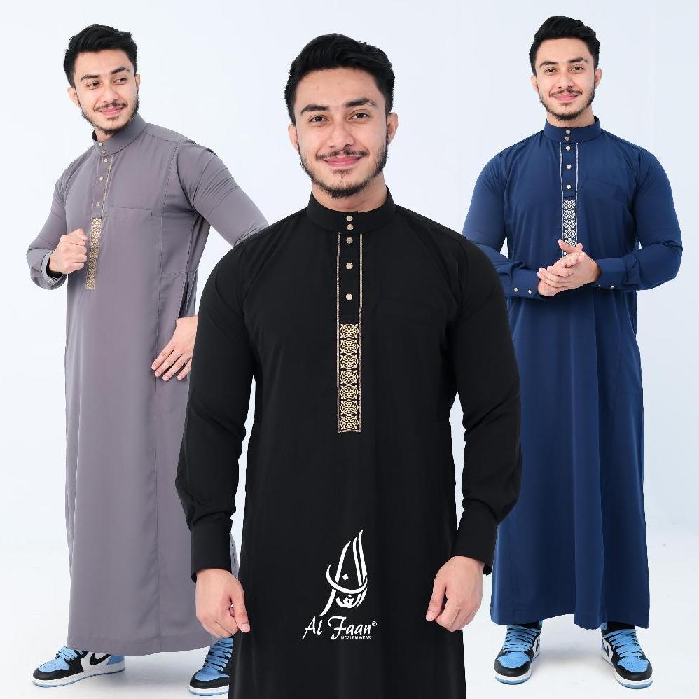 PREMIUM JUBAH GAMIS SLIMFIT PRIA BORDIR JUBAH PRIA MUSLIM GAMIS PRIA PANJANG MANSET KANCING BORDIR J