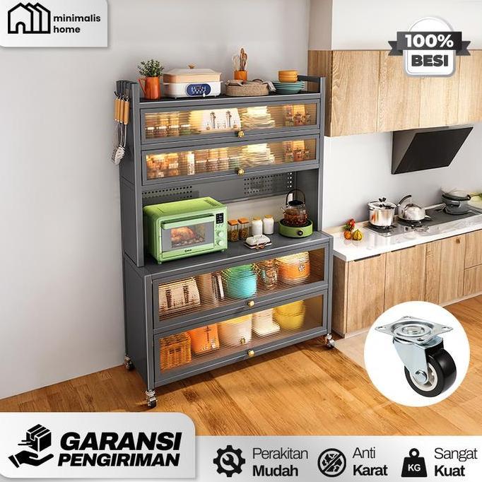 LEMARI PIRING RAK DAPUR BESI ANTI KARAT - LEMARI DAPUR TYPE L RAK PIRING KITCHEN SET AESTHETIC PENYI