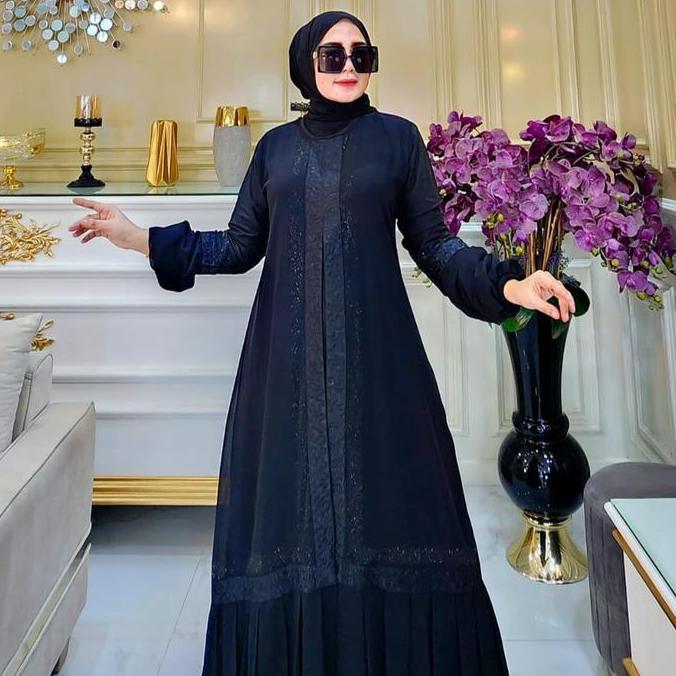 Hokywoi- Galeri Sicantik - Cod - Gamis Abaya Turki Hitam Polos 2024 - Abaya Hitam Motif Polos Lengan