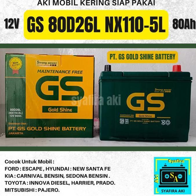 Terlaris Aki Mobil Mitsubishi Pajero Gs Gold Shine Mf 80D26L 12V 80Ah Accu Kering