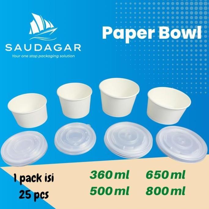 Paper Rice Bowl 800 ml / Mangkok Kertas Dengan Tutup