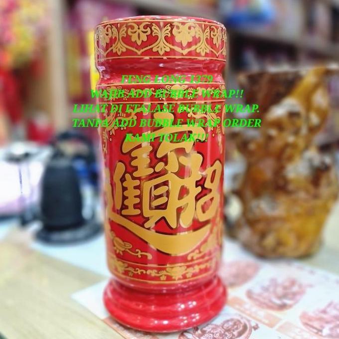 TERMURAH - Hiokong | Hio Kong | Tempat Dupa Stik Keramik 9 Inch - Merah Naga Mas