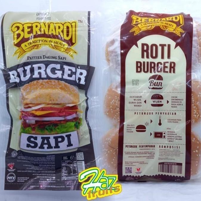 Paket Burger Bernardi 6 pcs (Daging Burger dan Roti Burger @ 6 pcs)