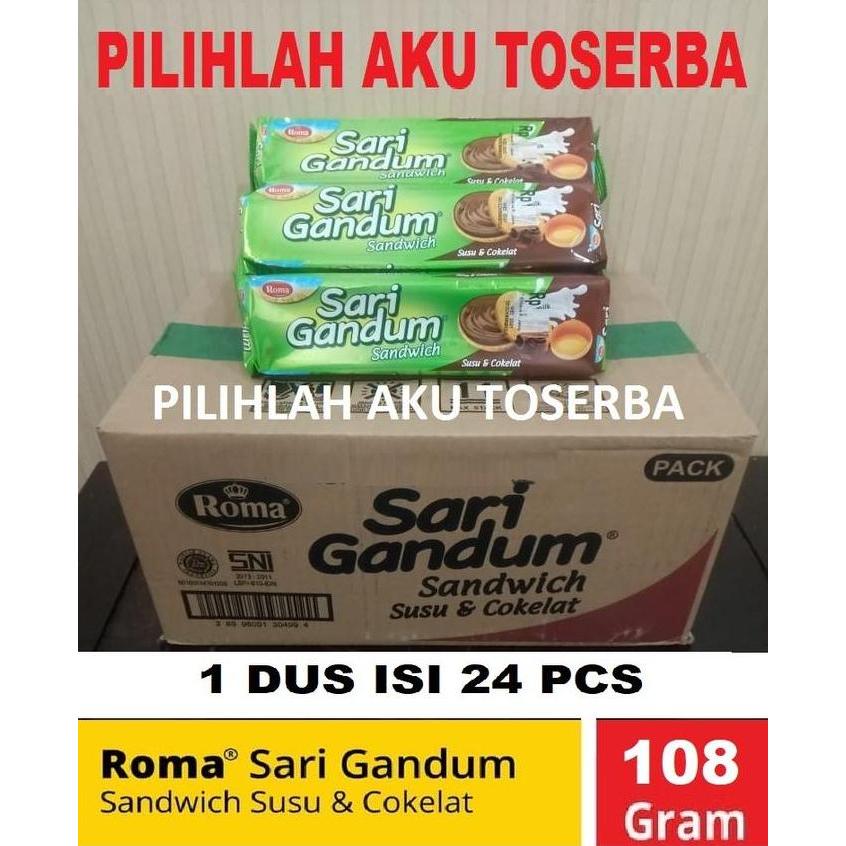 Roma Sari Gandum Sandwich Susu & Cokelat 108 gr - (HARGA 1 DUS isi 24)