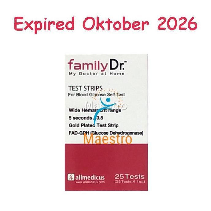 Strip Gula Darah Family Dr Isi 25 Stik FamilyDr Tes Cek Glukosa GDS