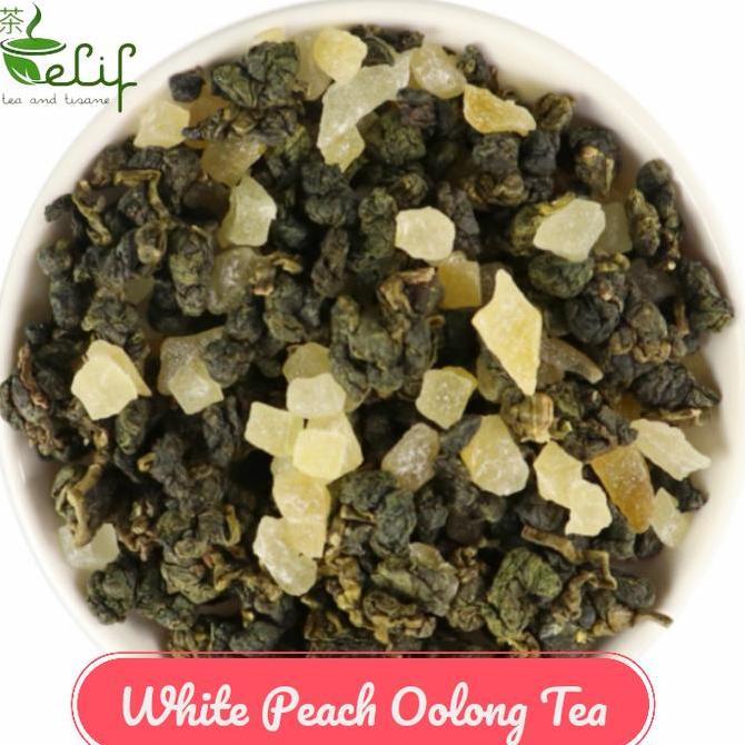 ELIF TEA White Peach Oolong Tea Fresh Oolong Tea with Real Dried Peach Chunks
