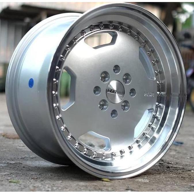 Velg Racing Mobil Ring 16 HSR GOETHE Lebar 7/8 Hole 4 Silver Polis