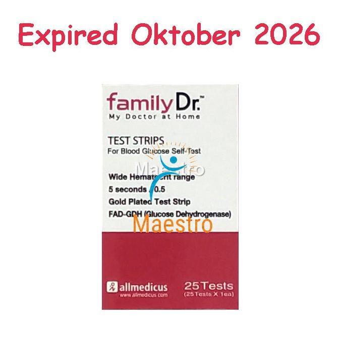Strip Gula Darah Family Dr Isi 25 Stik FamilyDr Tes Cek Glukosa GDS