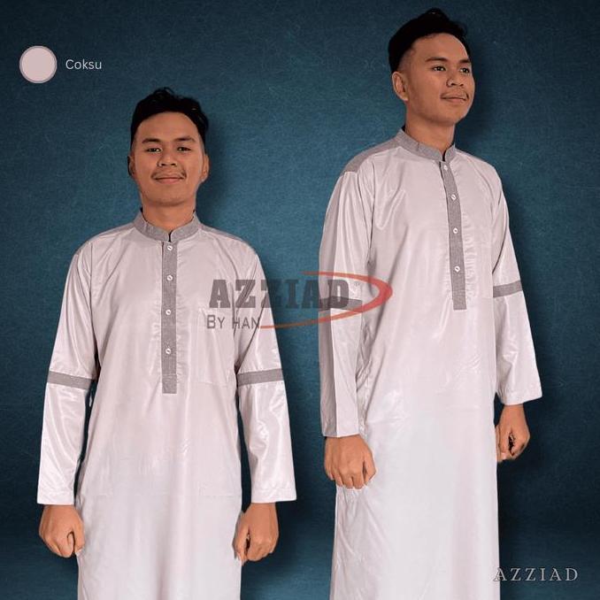 Limited Jubah Pria Dewasa Muslim Lengan Panjang Kombinasi Warna Bahan Haramain