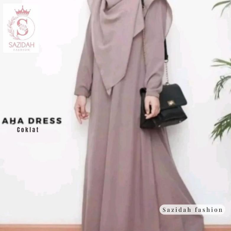 Aha dress gamis wanita crinkle abaya polos