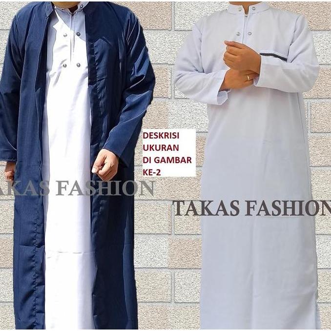 Tahan Lama 2Pcs Jubah Luaran + Jubah Dalam Pria / Jubah Gamis Pria Arab Terlaris