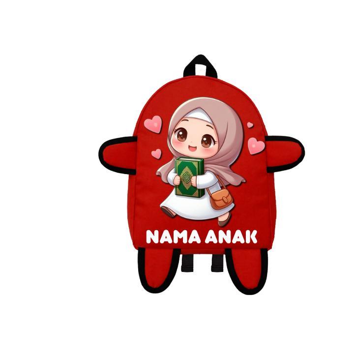 DISKON TAS RANSEL MINI ANAK MOTIF CEWE BAWA AL-QUR'AN - TAS RANSEL MINI(FREE NAMA)