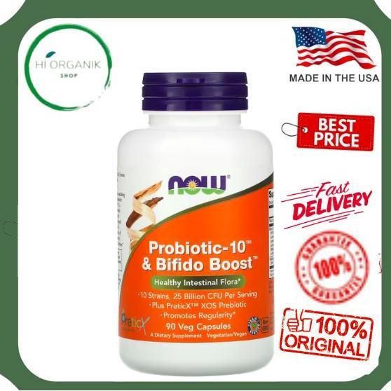 NOW Foods Probiotic-10 & Bifido Boost 25 Billion 90 Veg Capsules 8.33 Billion Per Capsule