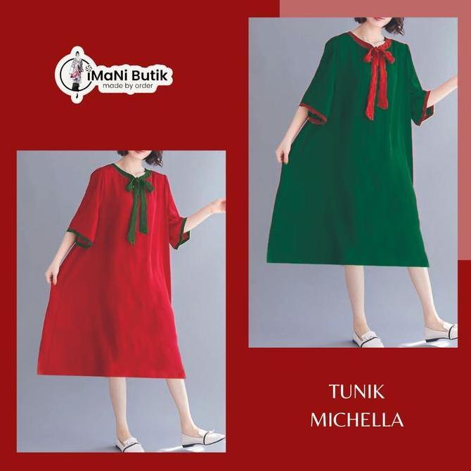 Imani Butik - Fashion Wanita Tunik Michella Model A Motif Polos Muslim Katun Rayon Crinkle Dewasa Ga