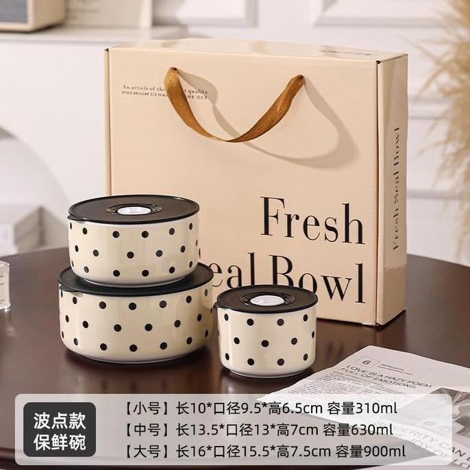 Three Piece Set Sealed Bowl Instant Noodle Bowl Set Gift Microwave / 3 Pcs Set Mangkok Tutup Seal Gi