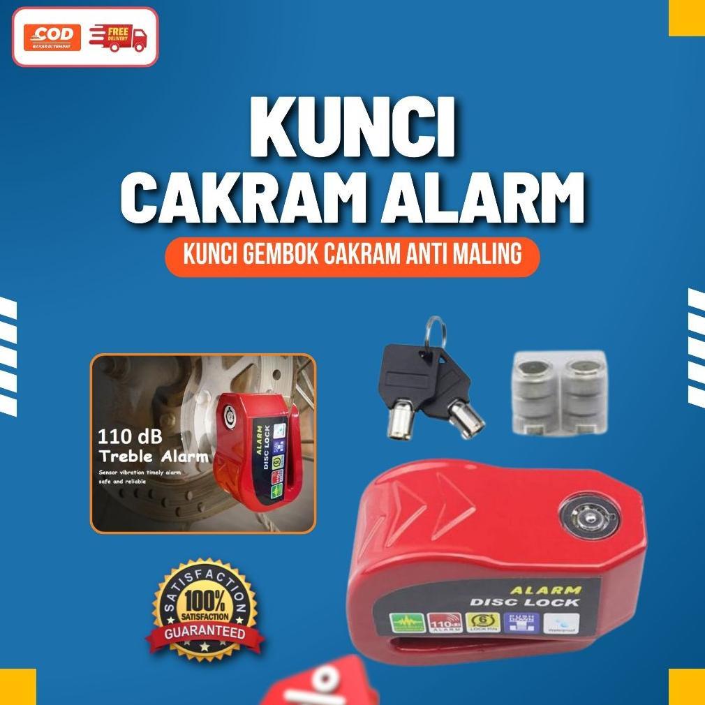 Kunci Gembok Cakram Motor Anti Maling | Gembok Alarm Motor Universal Honda, Yamaha, Dll