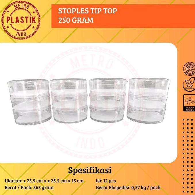 Stoples 250gr Isi 12pcs / Toples Nastar / Toples Kue Kering / Toples Mika Bulat 250gr 1 Lusin Ramah 