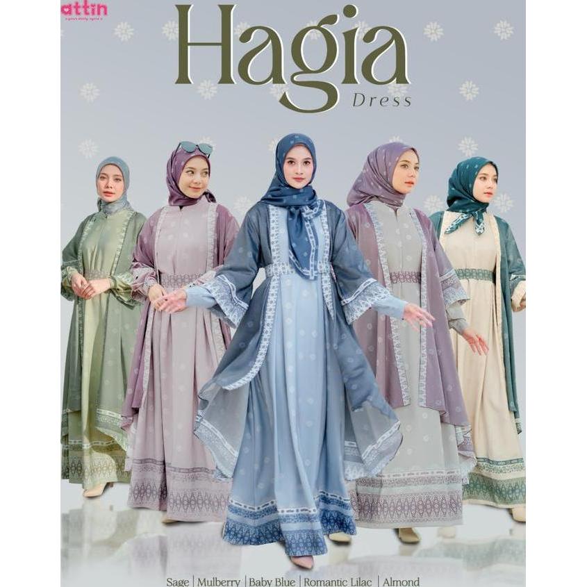 ATTIN HAGIA - Setelan Dress & Outer & Belt Wanita Anggun Cantik Buat Acara Formal