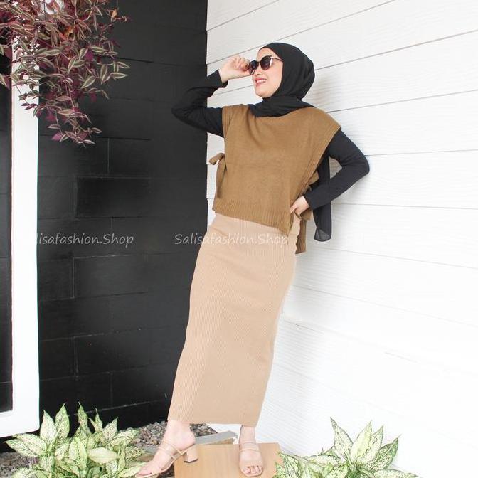 Rok Rajut Span Bawahan Panjang Wanita Dewasa Bahan Tebal