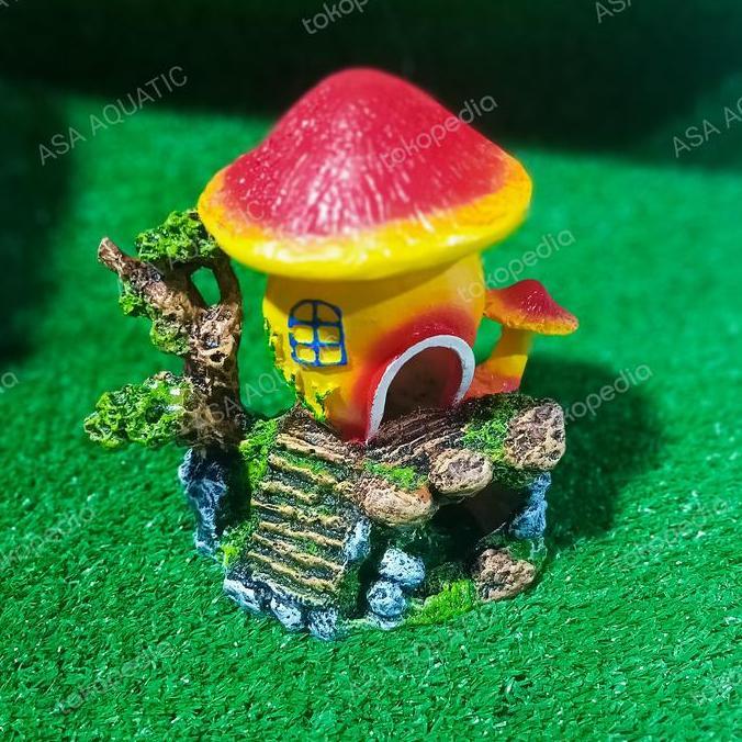 Ornamen Jamur Besar mainan Aquarium fiber