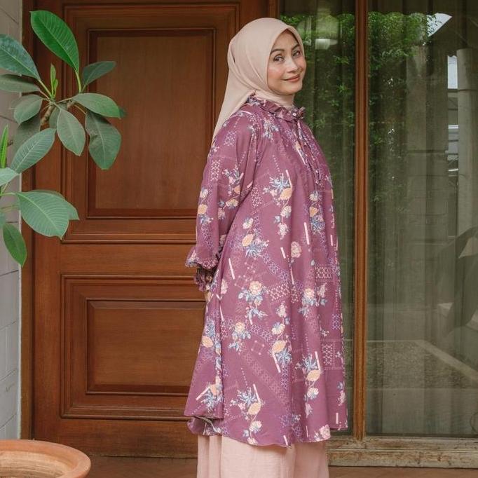Eclemix Tunic Siana Exclusive Printing | Atasan Tunik Wanita A-Lengan Panjang Motif Etnik | Family S